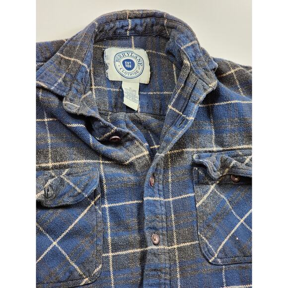 Burry Lane Flannel Shirt Mens Medium Classic Rugged Plaid Long Sleeve Button Up - Picture 6 of 13